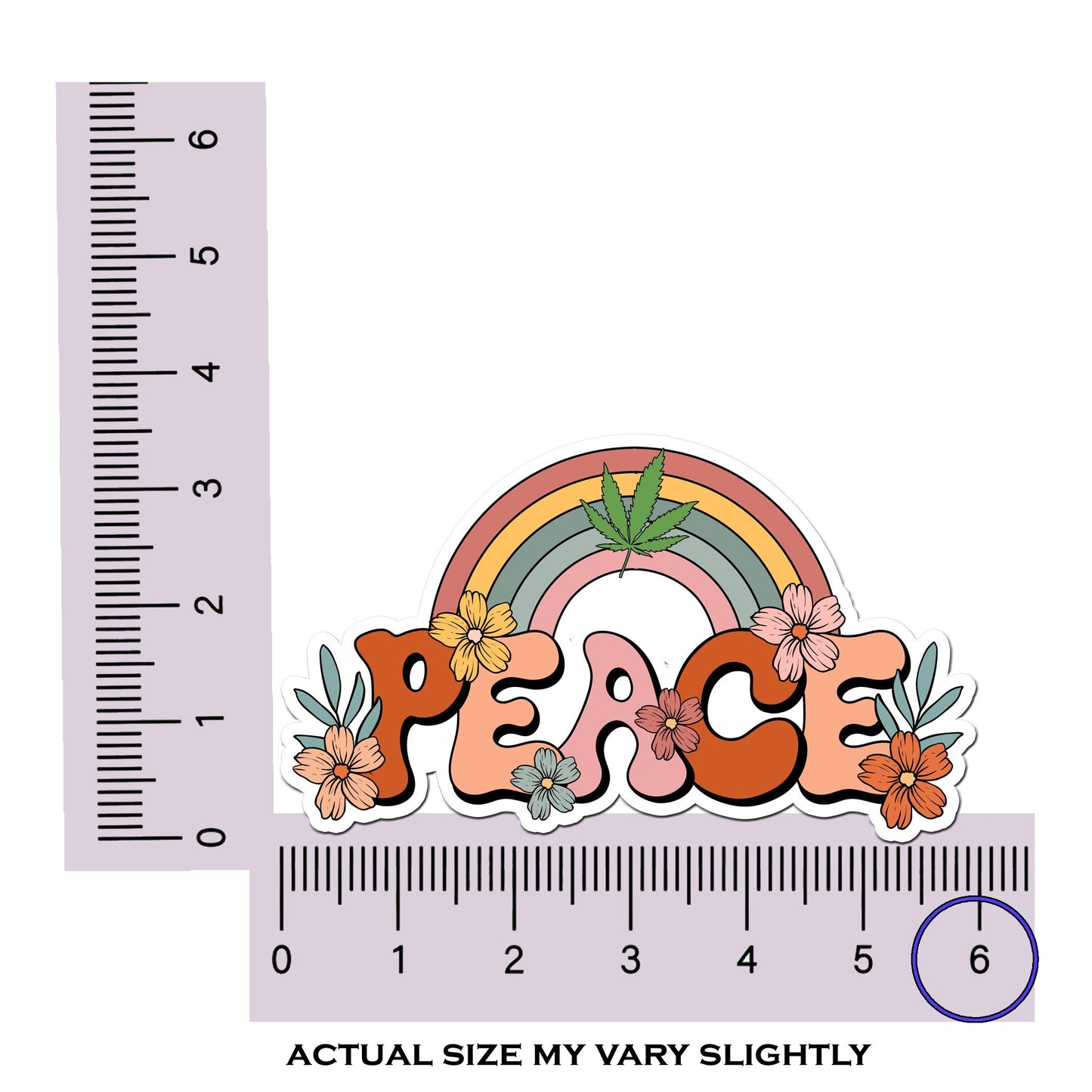 Peace Custom Waterproof Sticker, Retro Hippie Flower Child Die Cut Sticker, 60s Car Decal, Vintage Vinyl Decal, Cannabis Sticker, Peace