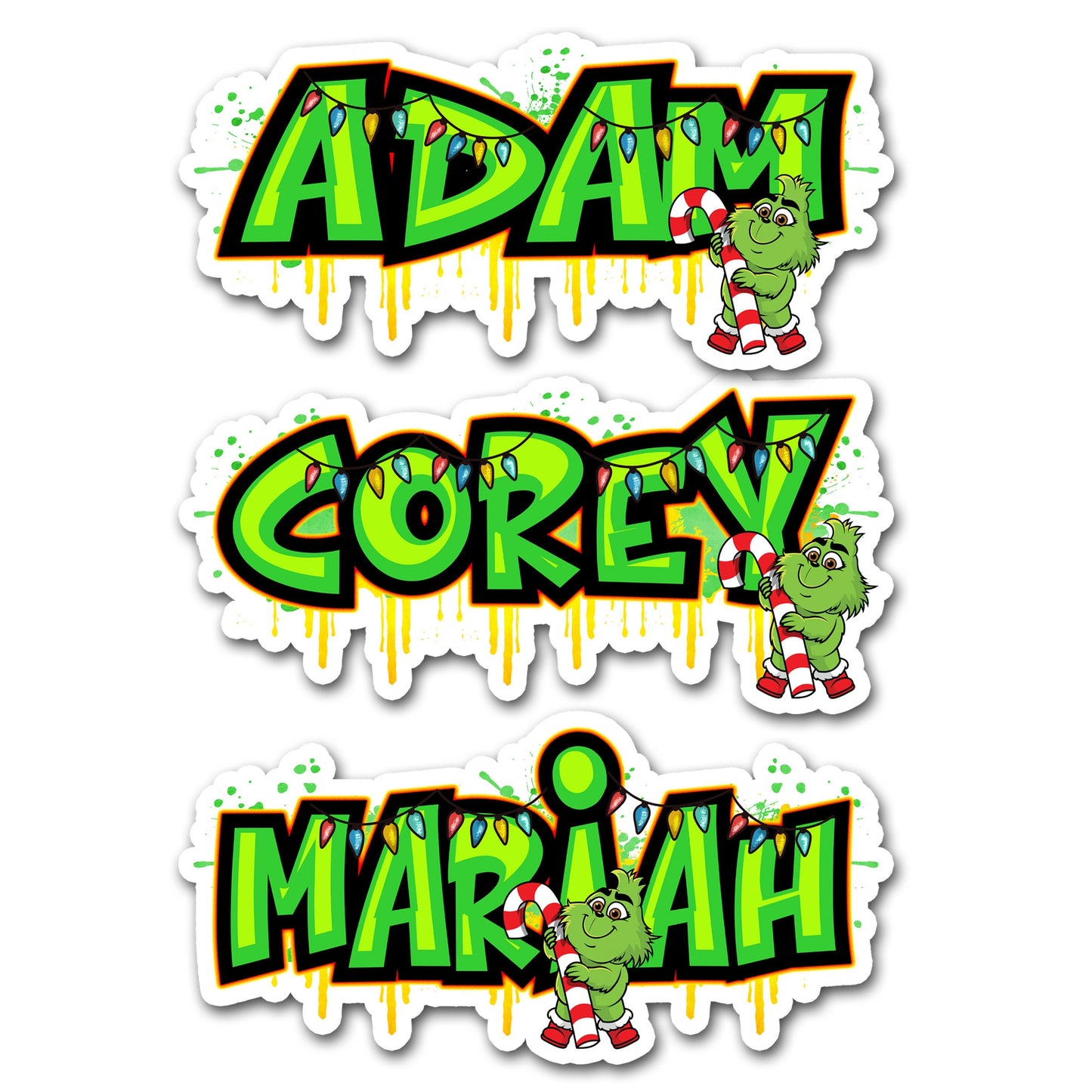 Custom Christmas Sticker - Trendy Decal Label - Cute Design - Personalized Gift - Holiday Decal - Secret Santa - Reindeer Green Mean One