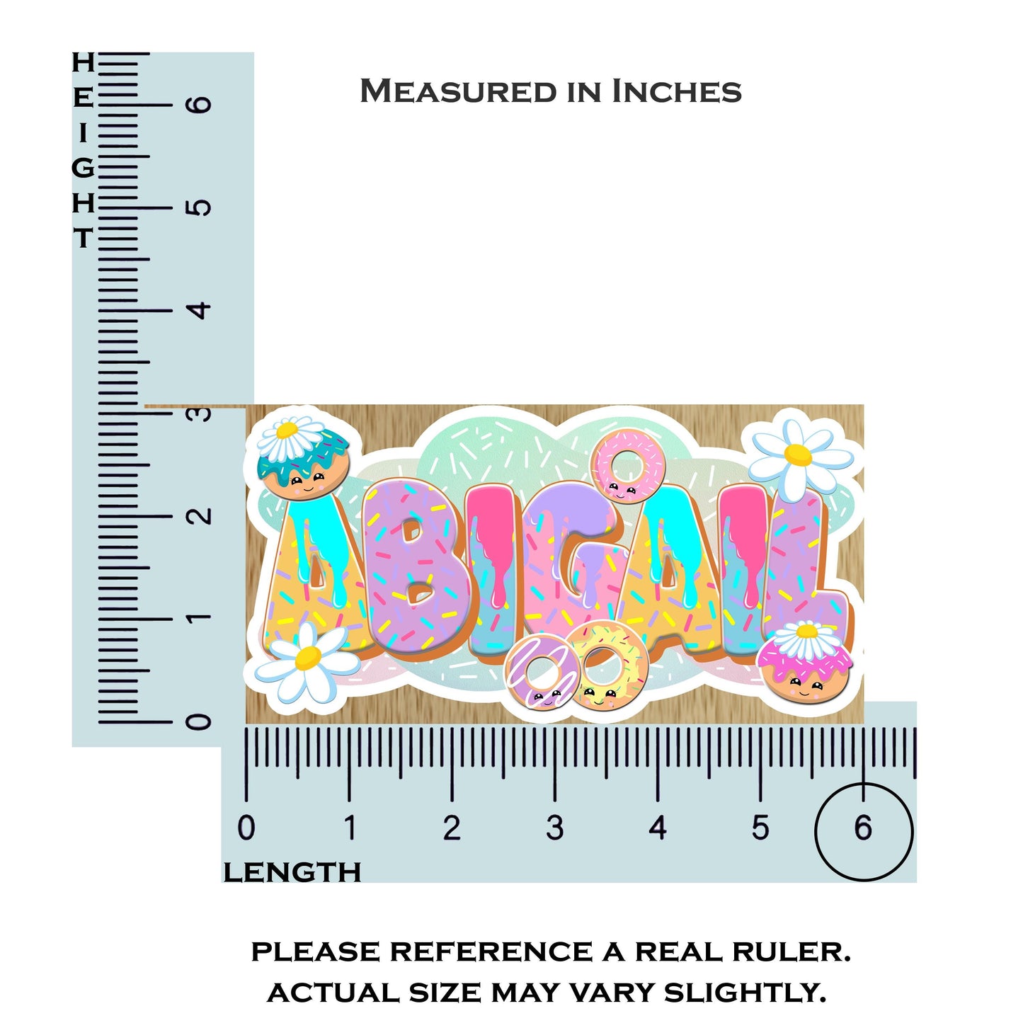Custom Kawaii Donut Name Sticker, Funny Food Decal, Vinyl Labels for Tumblers, Water Bottles, Gifts, Party Supplies