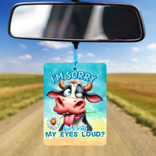 Funny Freshie Air Freshener, Add Your Scent with Essential Oils or Perfume, Felt Hanger for Cars, Lockers, Closets, Sarcastic Cow Quote