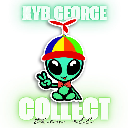 George Sticker with Collectible Trading Card | George Goes Flying | Waterproof Stickers for Water Bottles, Tumblers, School Supplies & More | XYB Sticker Club