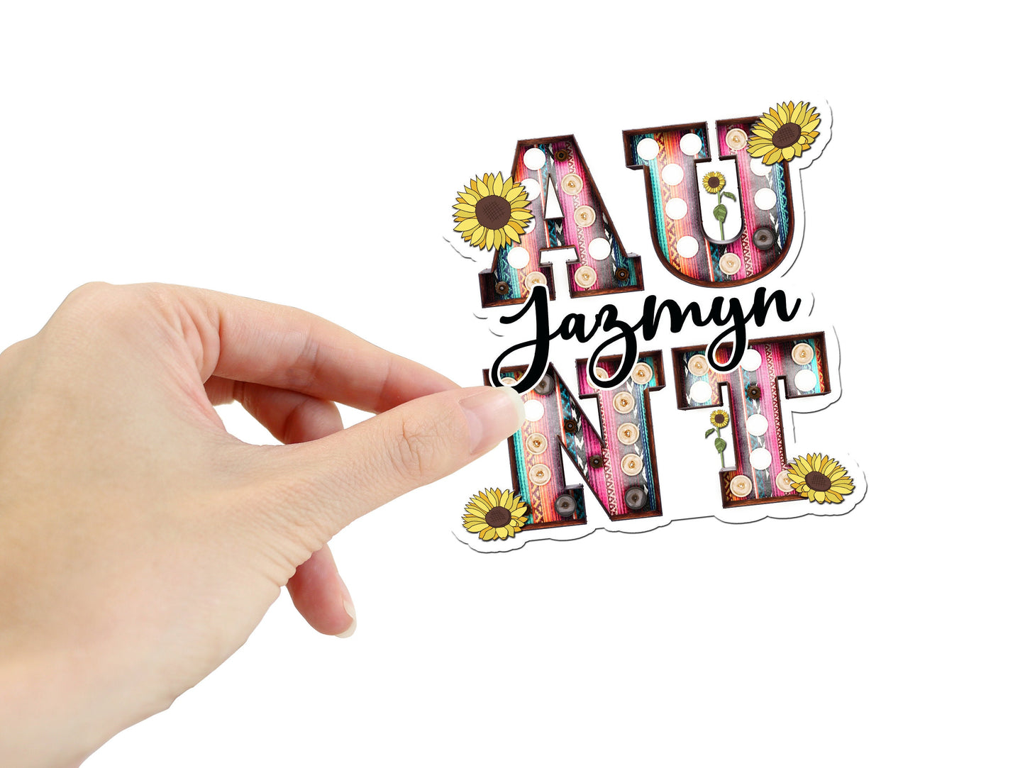 Aunt Name Sticker, Custom Stickers, Waterproof Sticker, Baby Shower Favors, New Aunt Sticker, Marquee Announcement Sticker, Auntie Sticker