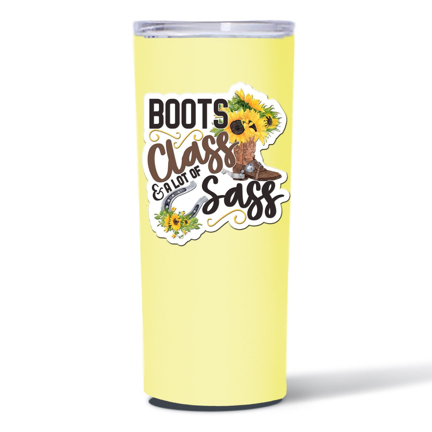 Boots Class Sass Custom Waterproof Sticker, Cowgirl Party Supplies, Southern Girl Gift Bag Sticker, Country Girl Decal, Sunflower Sticker