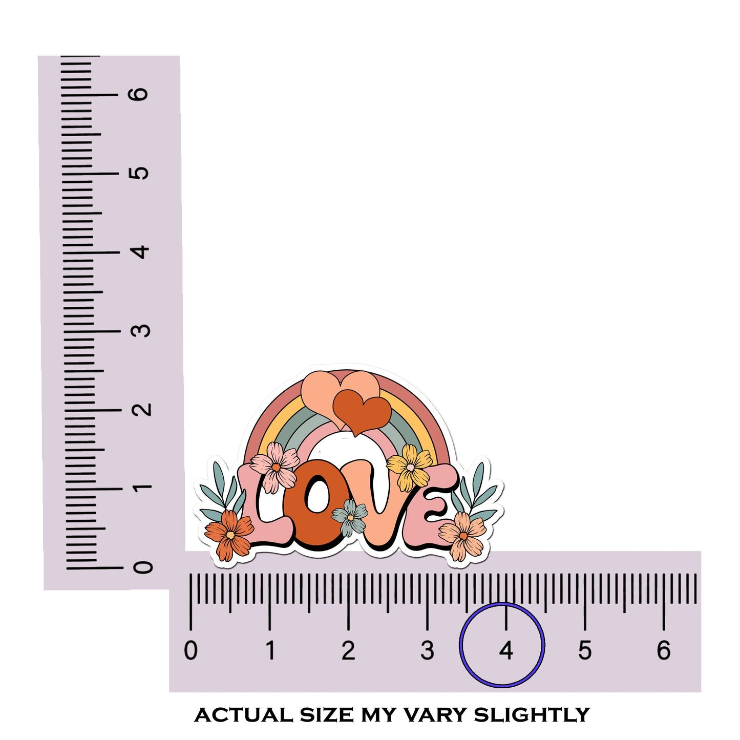 Love Rainbow Custom Waterproof Sticker, Retro Hippie Flower Child Die Cut Sticker, 60s Car Decal, Vintage Vinyl Decal, Cool Hippie Sticker