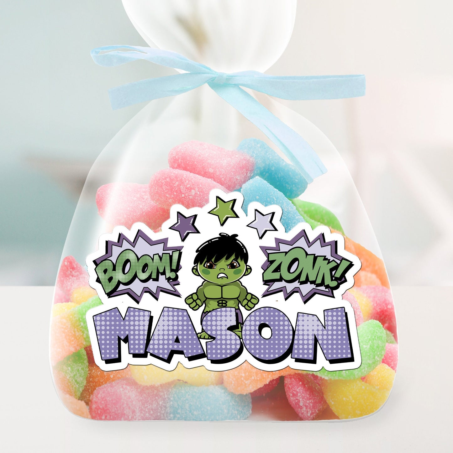 Smash Super Hero Custom Name Sticker, Superhero Sticker, Personalized Waterproof Sticker, Birthday Party Favor, Boy Stickers for Kids