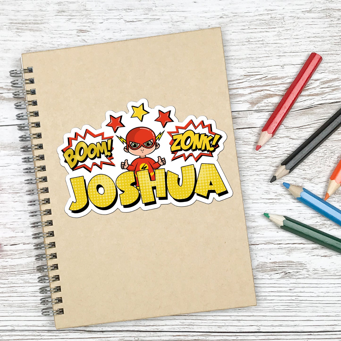 Speedster Super Hero Custom Name Sticker, Superhero Sticker, Personalized Waterproof Sticker, Birthday Party Favor, Boy Stickers for Kids