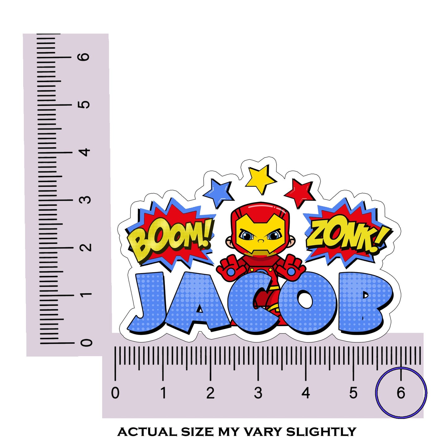 Iron Super Hero Custom Name Sticker, Superhero Sticker, Personalized Waterproof Sticker, Birthday Party Favor, Boy Stickers for Kids