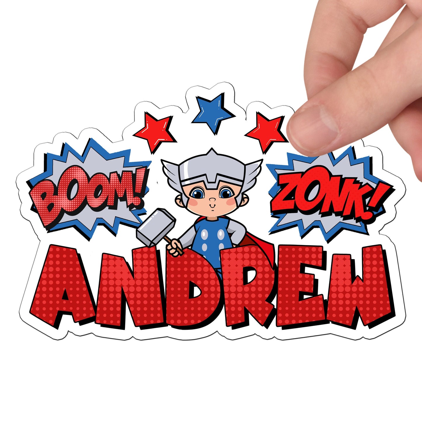 Boy Super Heros Custom Name Sticker, Custom Sticker, Personalized Sticker, Waterproof Sticker, Birthday Party Favors, Gift Stickers for Kids