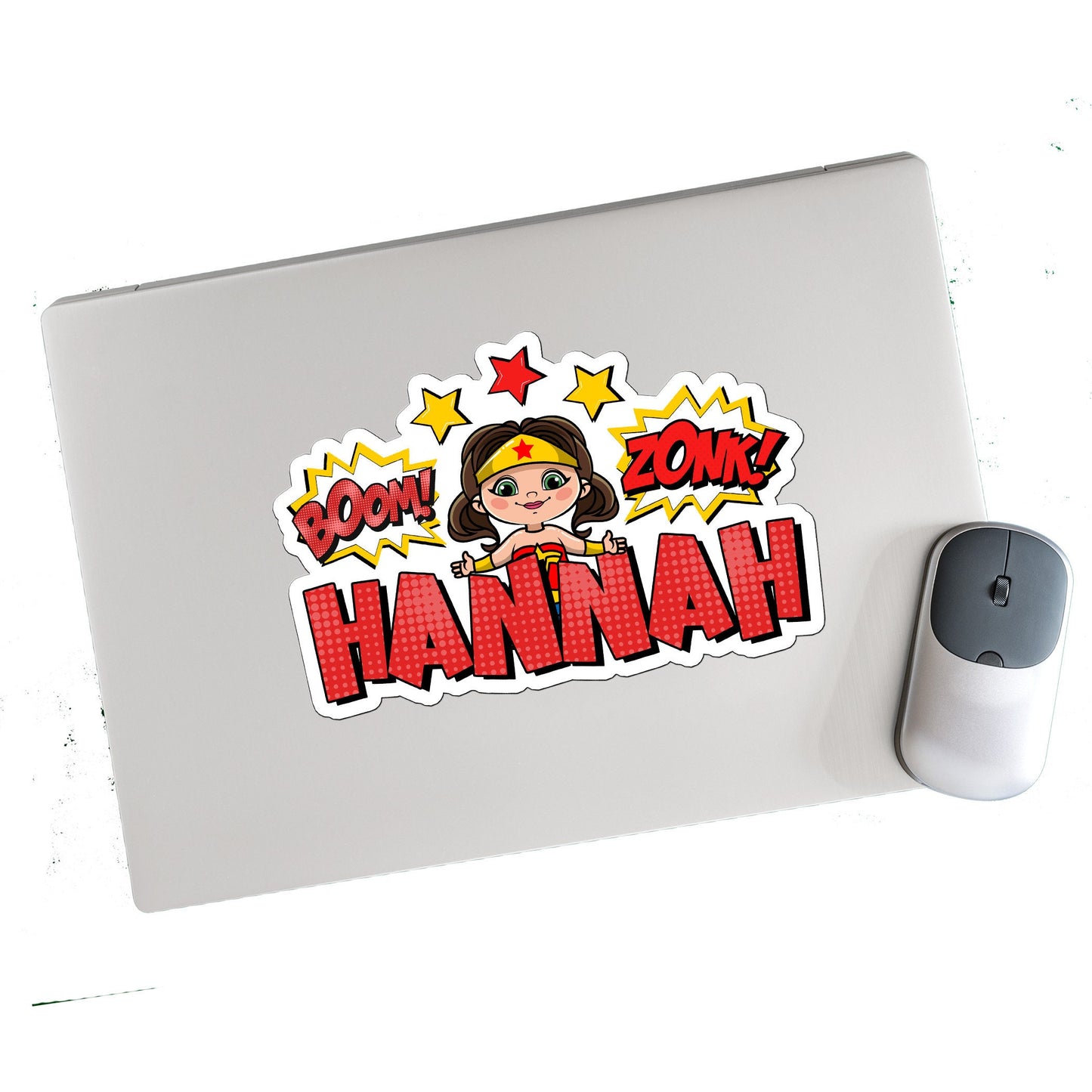 Personalized Superhero Name Sticker for Women – Custom Waterproof Vinyl Decal for Tumblers Laptops Water Bottles Gifts