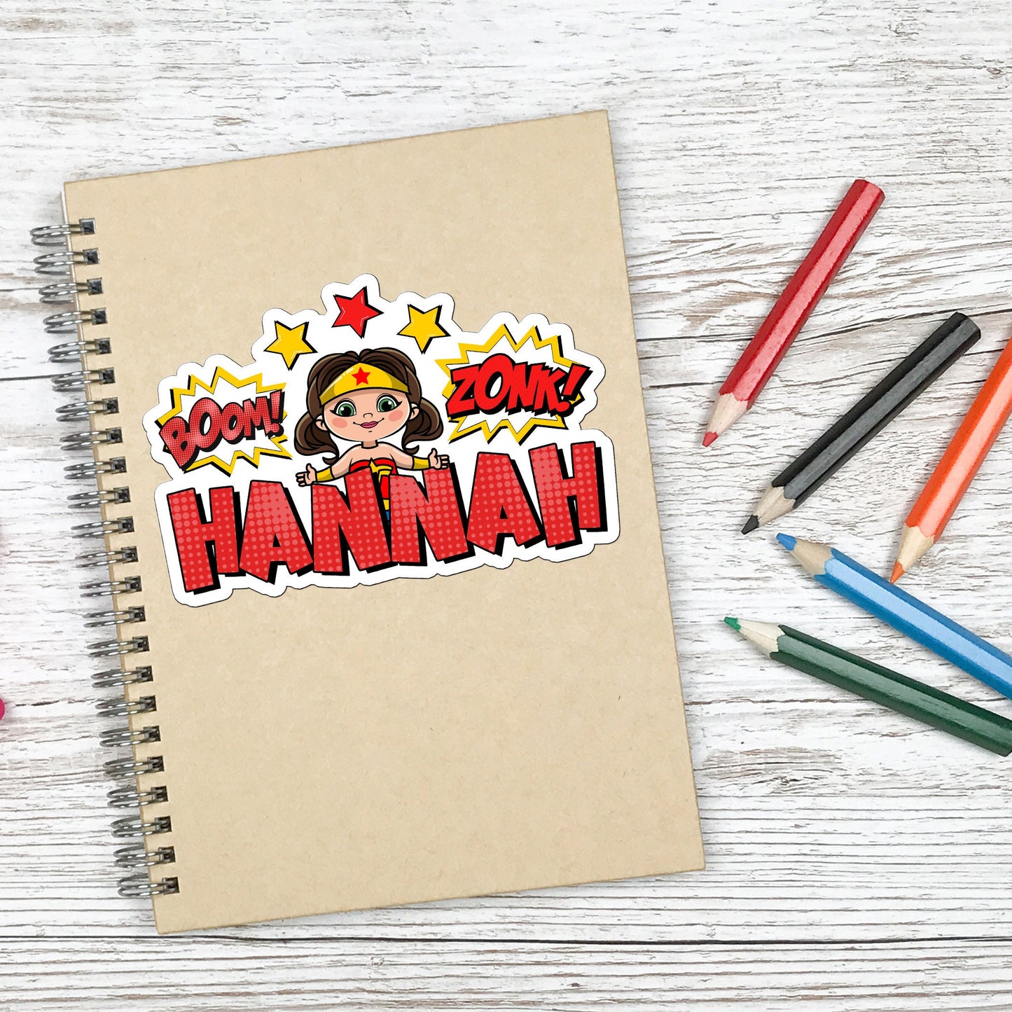 Personalized Superhero Name Sticker for Women – Custom Waterproof Vinyl Decal for Tumblers Laptops Water Bottles Gifts