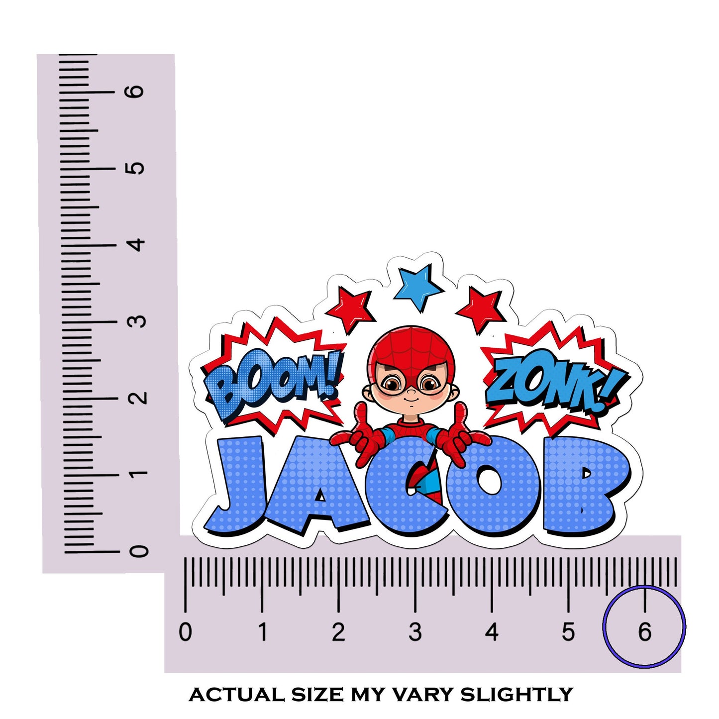 Spider Super Hero Custom Name Sticker, Superhero Sticker, Personalized Waterproof Sticker, Birthday Party Favor, Boy Stickers for Kids