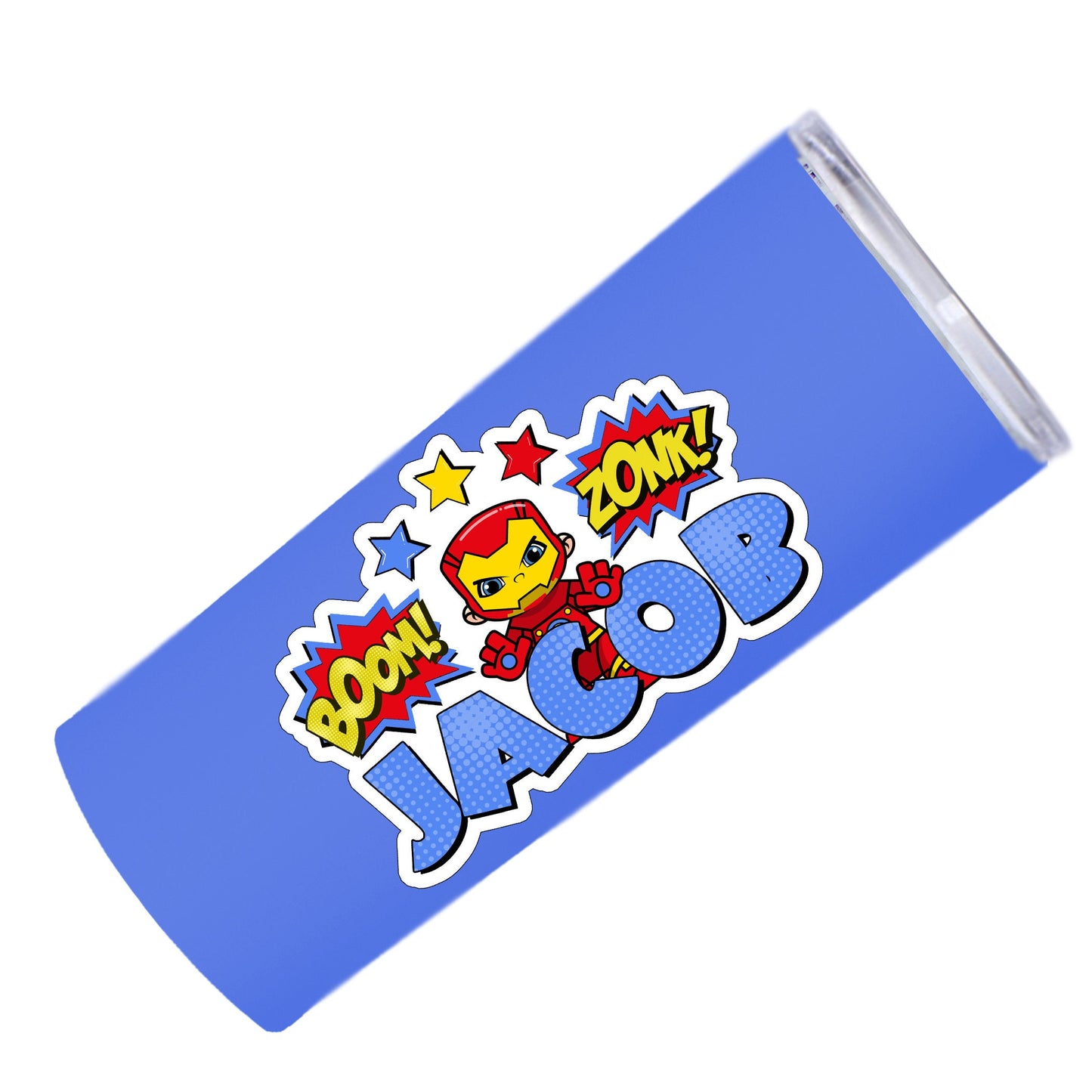 Iron Super Hero Custom Name Sticker, Superhero Sticker, Personalized Waterproof Sticker, Birthday Party Favor, Boy Stickers for Kids