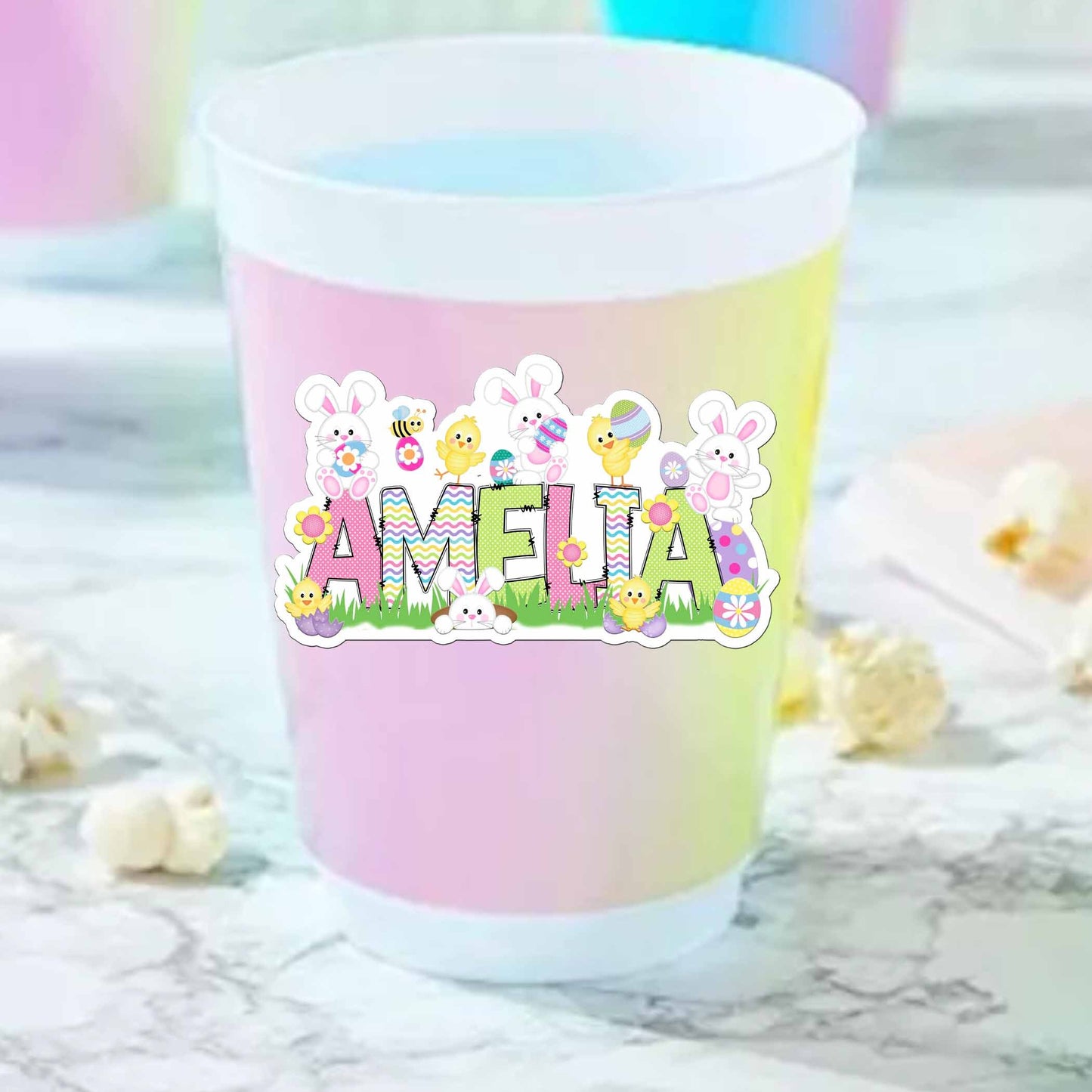 Cute Custom Easter Sticker, Perfect for Holiday Pails, Tumblers, Water Bottle: Personalized with Name Use as Gift Tags, Party Favors & More