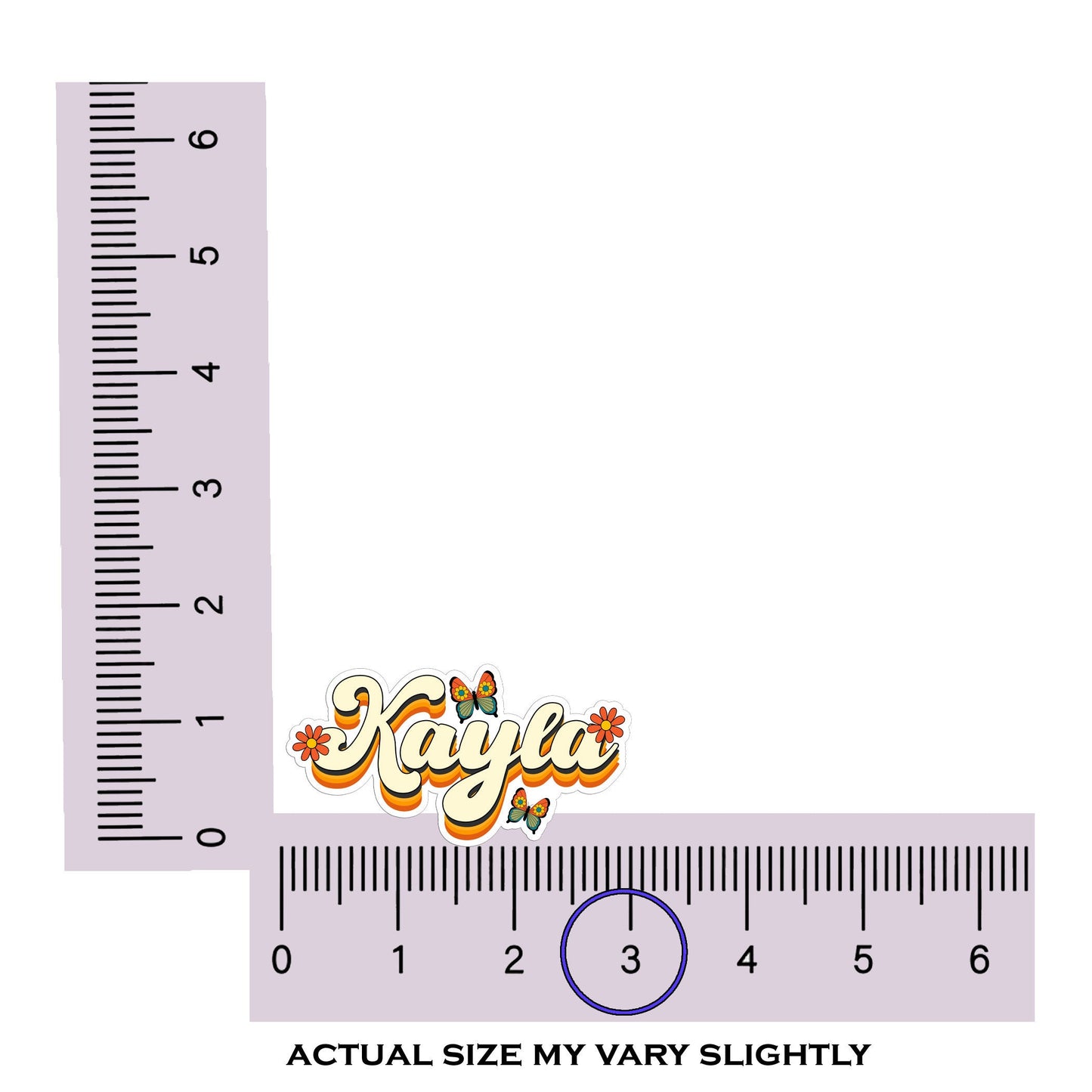 Cursive Retro Custom Name Sticker Personalized Vintage Hippie Daisy Butterfly Text Decal Waterproof for Tumblers Laptops