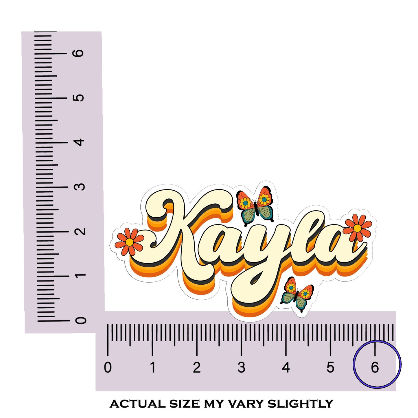 Cursive Retro Custom Name Sticker Personalized Vintage Hippie Daisy Butterfly Text Decal Waterproof for Tumblers Laptops