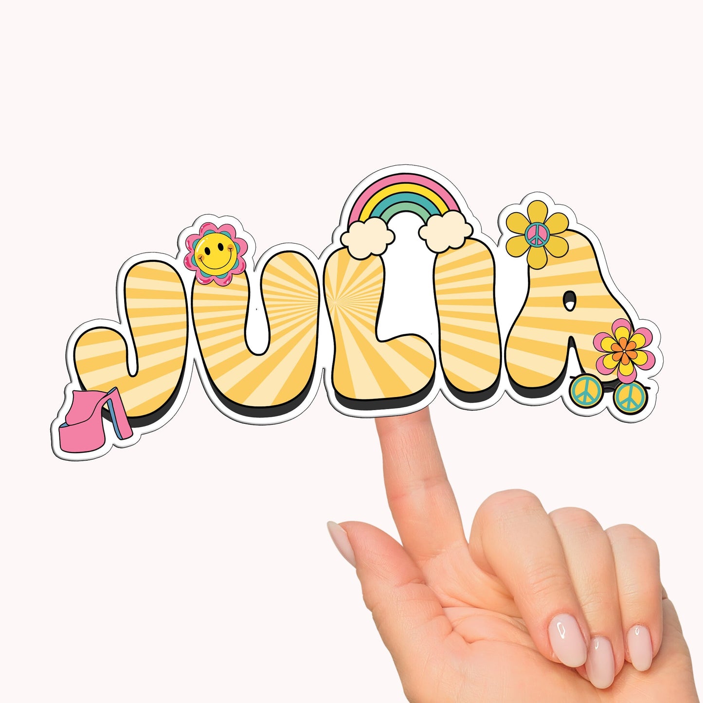 Retro Custom Name Sticker, Custom Sticker, Personalized Sticker, Custom Name Sticker, Hippie Sticker, Vintage Sticker, Rainbow Name Label