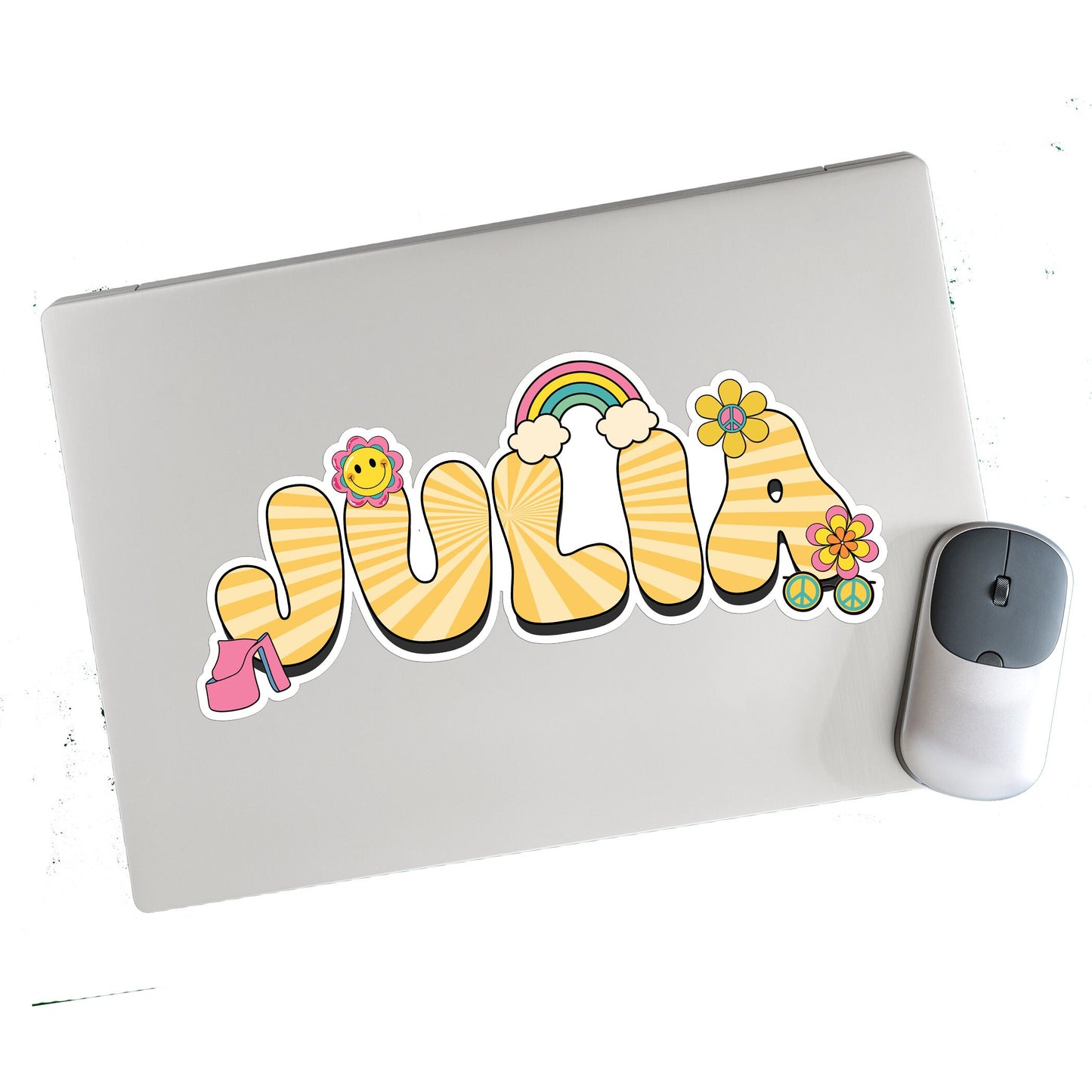 Retro Custom Name Sticker, Custom Sticker, Personalized Sticker, Custom Name Sticker, Hippie Sticker, Vintage Sticker, Rainbow Name Label