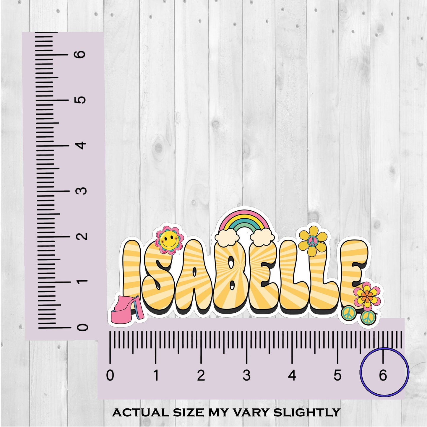 Retro Custom Name Sticker, Custom Sticker, Personalized Sticker, Custom Name Sticker, Hippie Sticker, Vintage Sticker, Rainbow Name Label