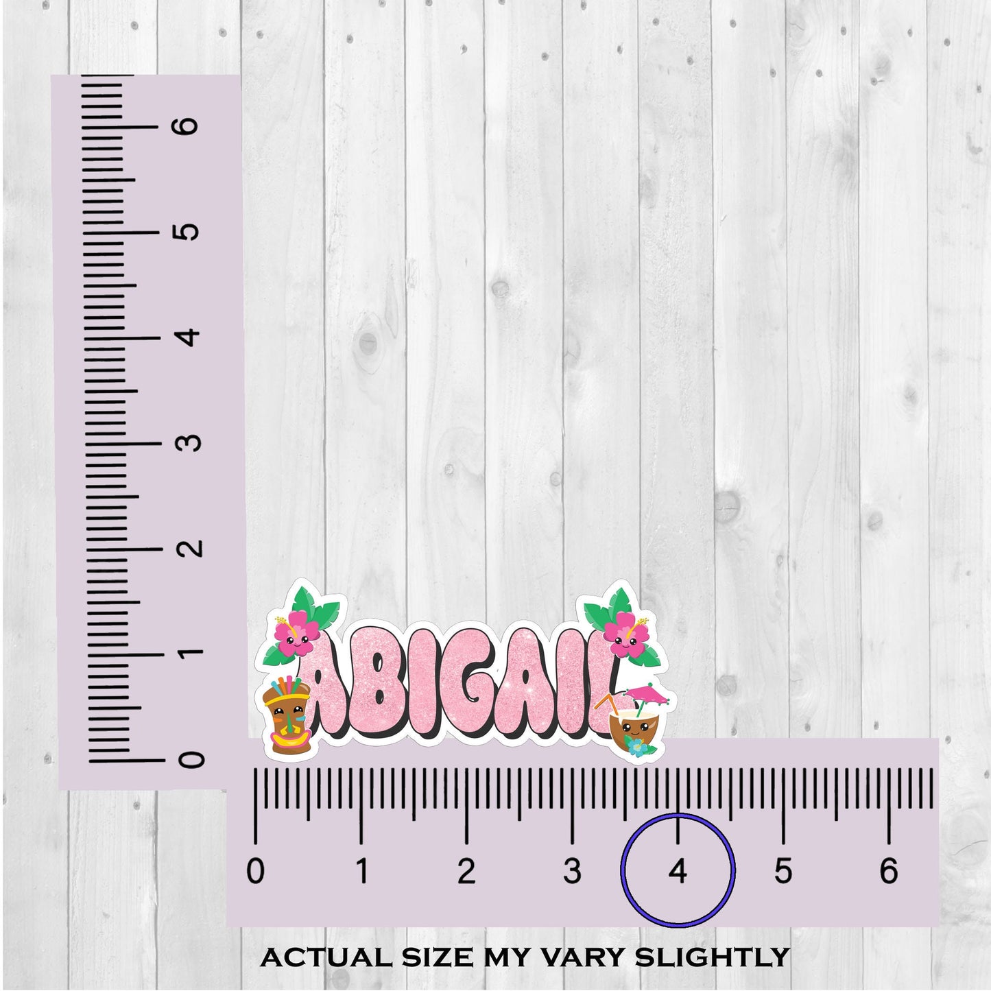 Summer Personalized Name Sticker, Custom Sticker, Tiki Beach Sticker, Tropical Stickers, Cute Stickers for Kids, Laptop Stickers, Name Label