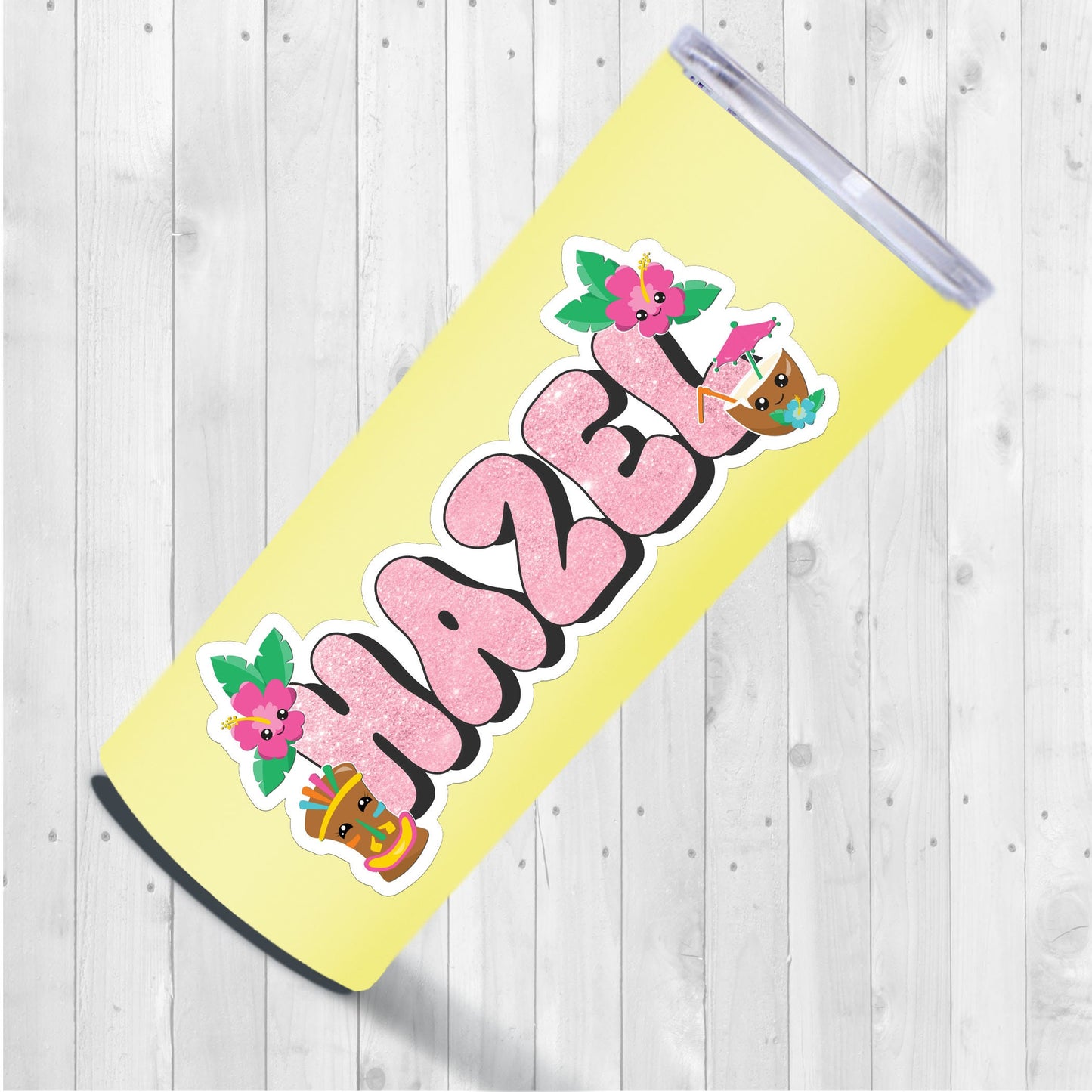Summer Personalized Name Sticker, Custom Sticker, Tiki Beach Sticker, Tropical Stickers, Cute Stickers for Kids, Laptop Stickers, Name Label