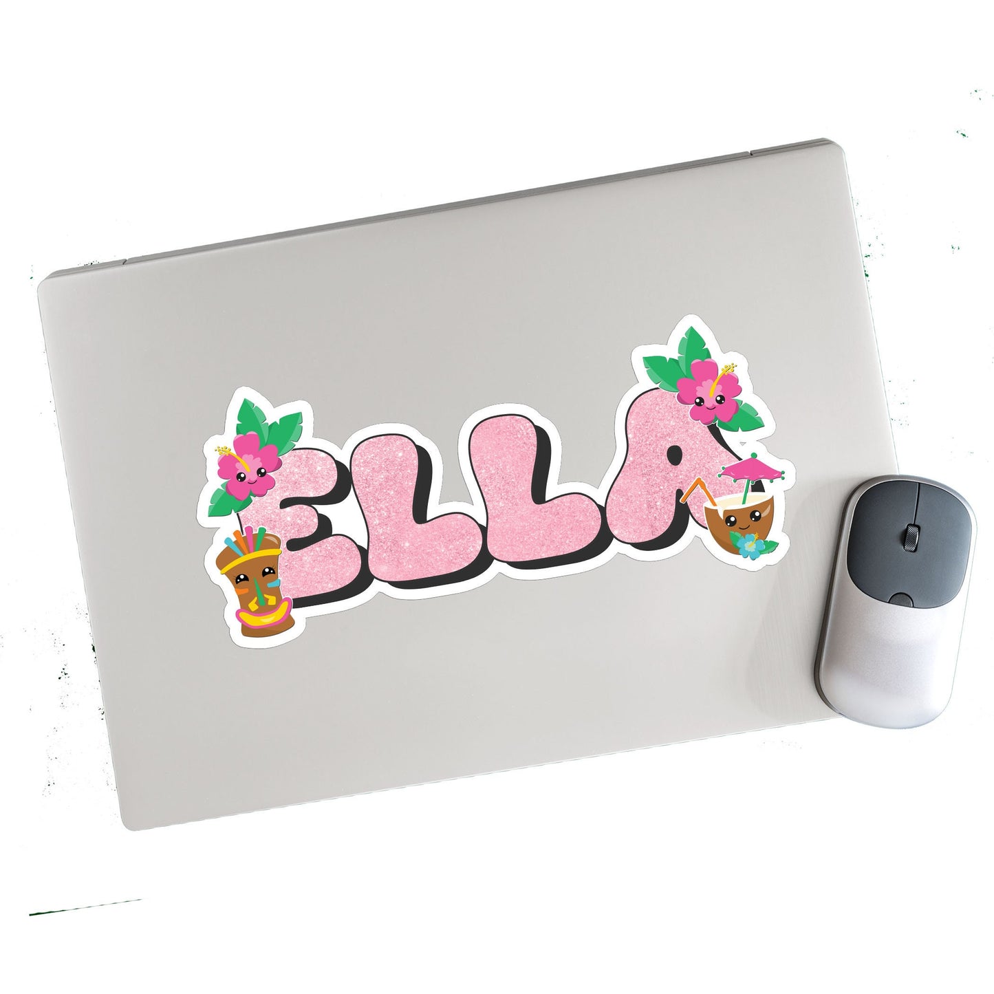 Summer Personalized Name Sticker, Custom Sticker, Tiki Beach Sticker, Tropical Stickers, Cute Stickers for Kids, Laptop Stickers, Name Label