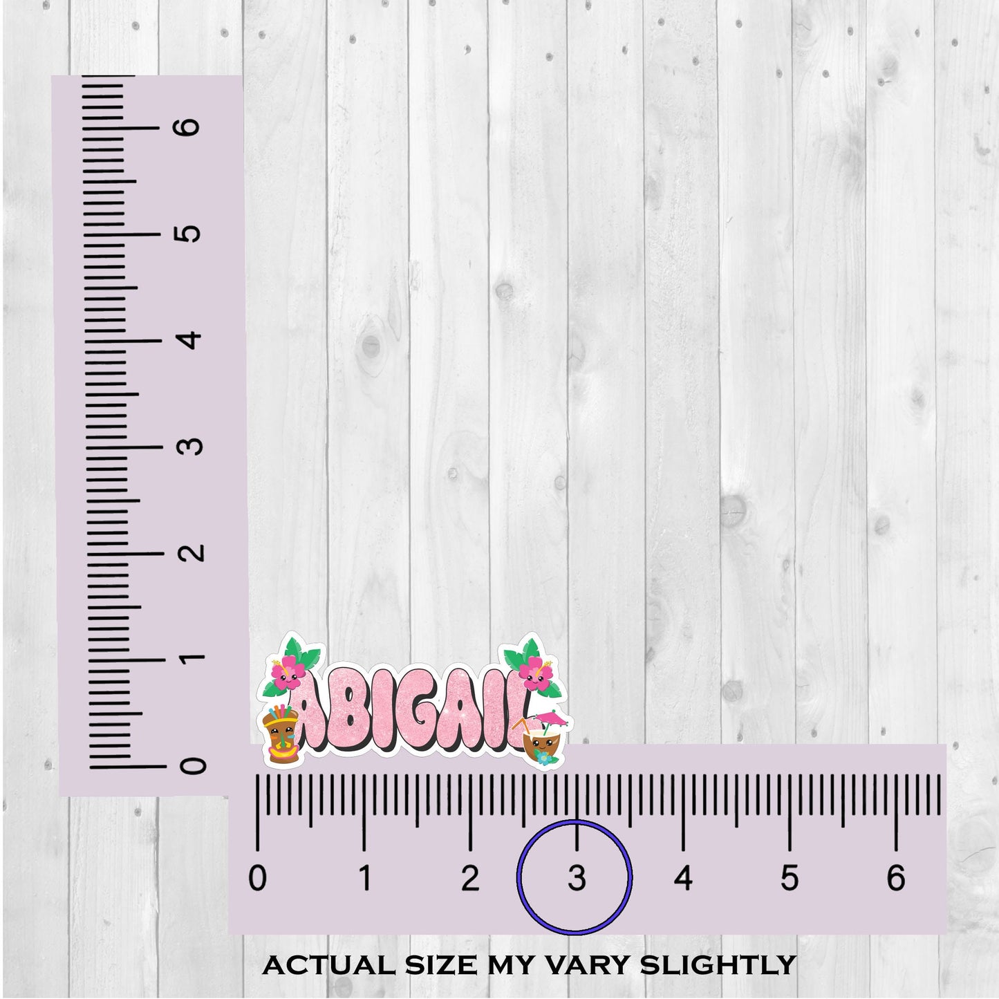 Summer Personalized Name Sticker, Custom Sticker, Tiki Beach Sticker, Tropical Stickers, Cute Stickers for Kids, Laptop Stickers, Name Label