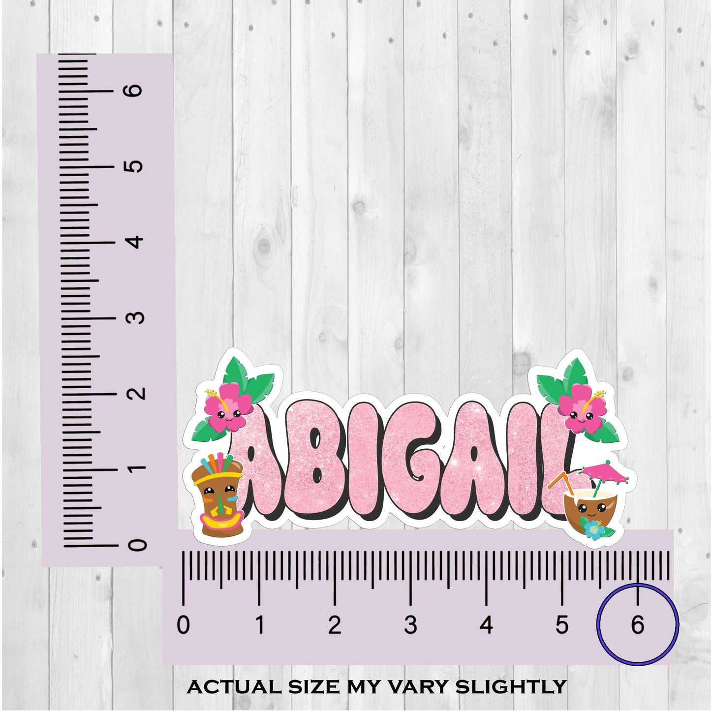 Summer Personalized Name Sticker, Custom Sticker, Tiki Beach Sticker, Tropical Stickers, Cute Stickers for Kids, Laptop Stickers, Name Label