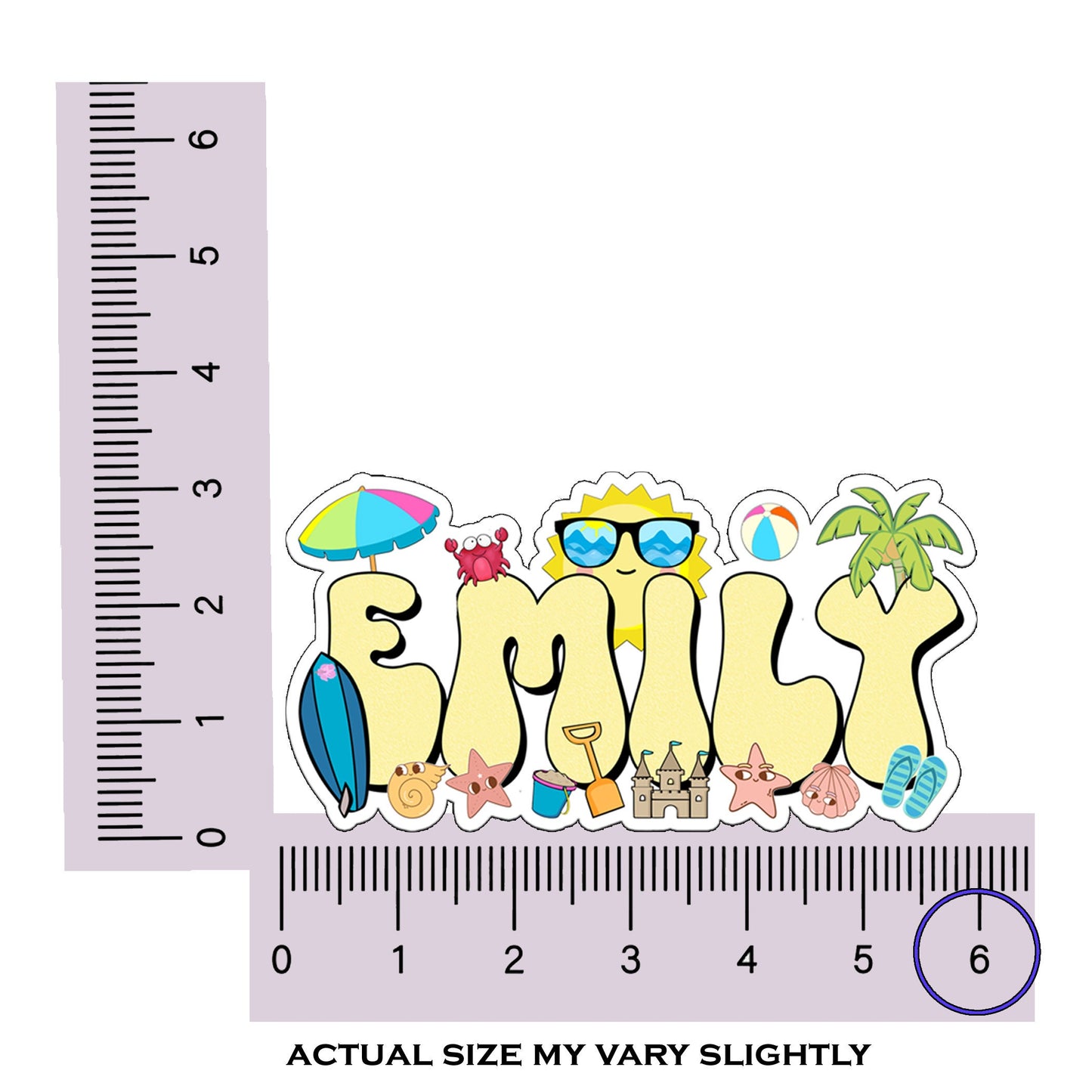 Personalized Beach Name Sticker, Custom Text Sticker, Waterproof Sticker, Nautical Birthday Party Favor, Cool Stickers, Sea Life Sticker