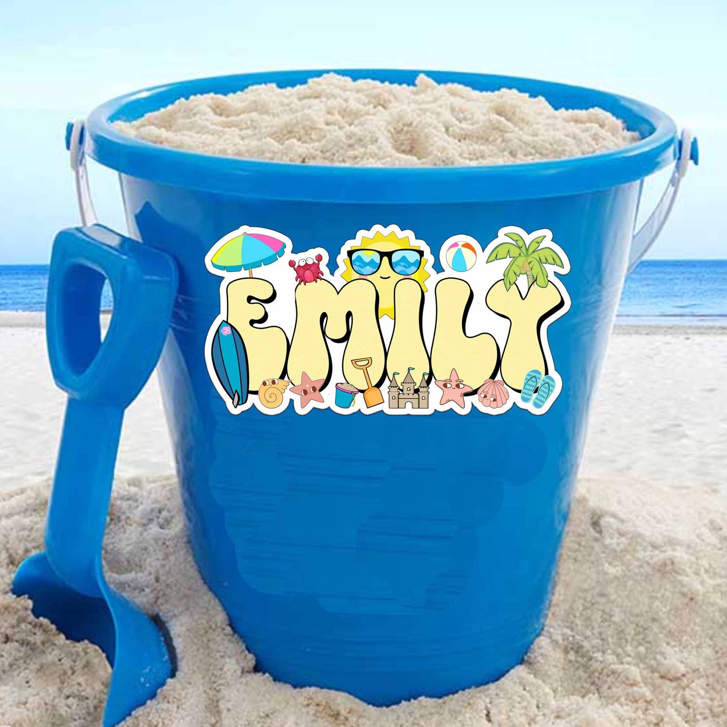 Personalized Beach Name Sticker, Custom Text Sticker, Waterproof Sticker, Nautical Birthday Party Favor, Cool Stickers, Sea Life Sticker