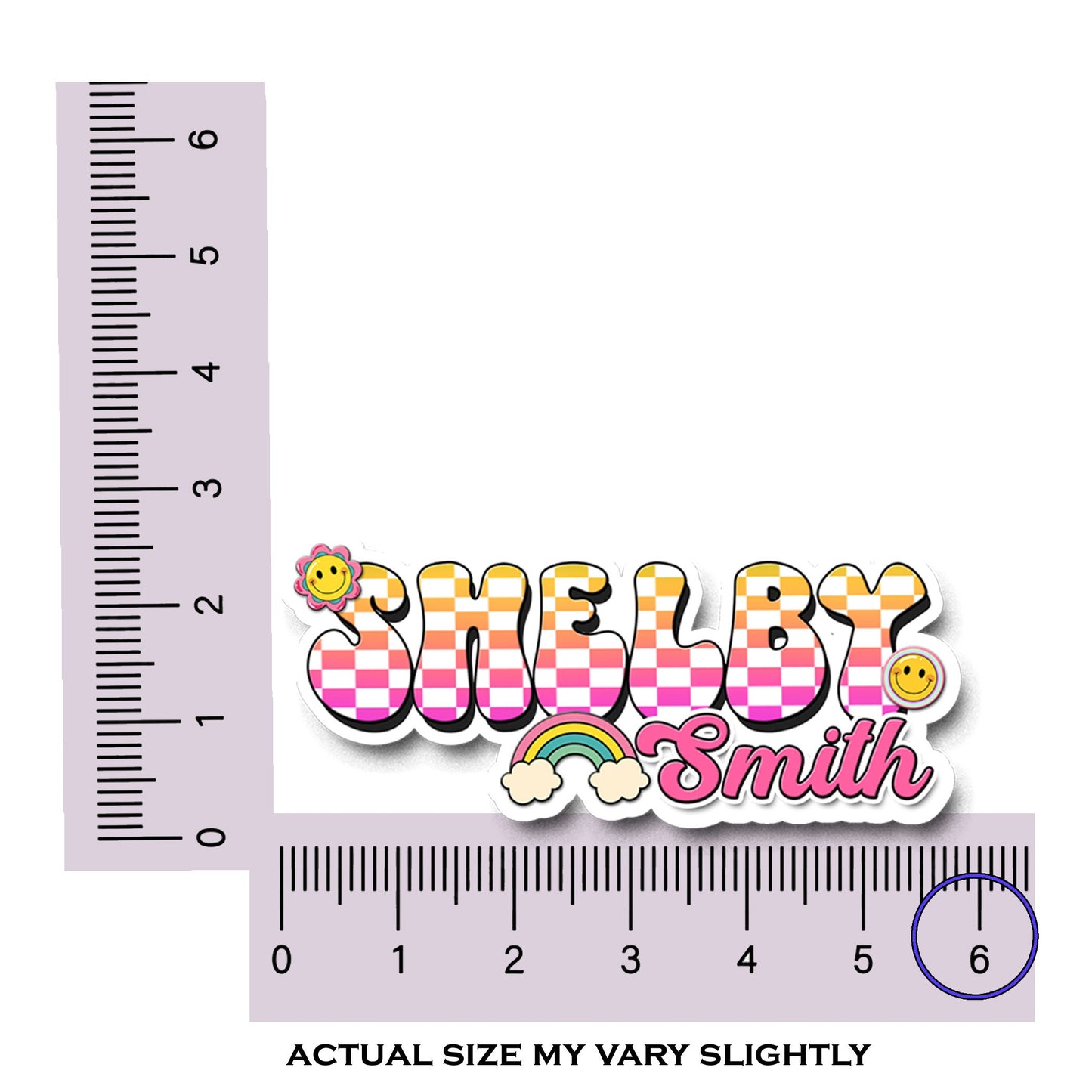 Funky Retro Two Line Custom Name Sticker - Space for First Last Name, Vinyl Label for Water Bottles, Tumblers & Gifts