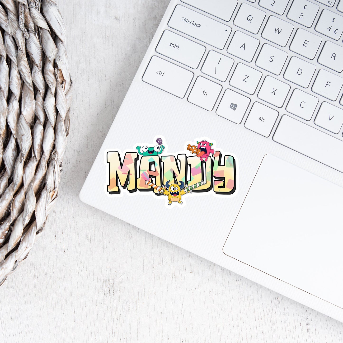 Halloween Custom Name Sticker, Cute Monster Eating Candy Decal, Spooky Ghost Candy Bucket Label, Party Favor, Waterproof Tumbler Decor