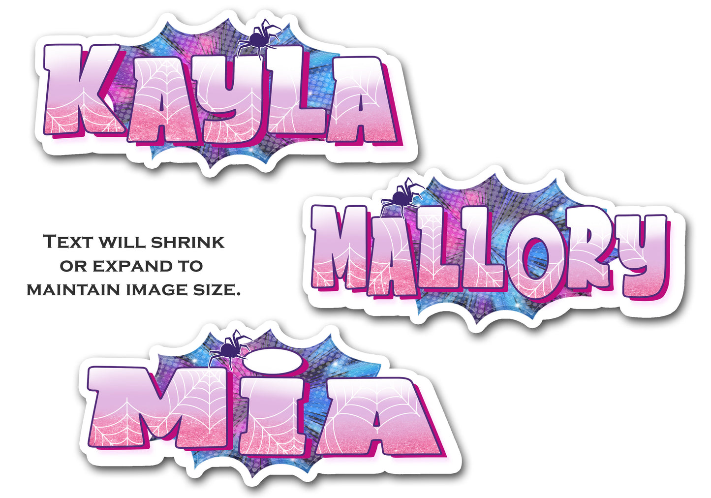 Girl Spider Custom Name Sticker, Superhero Sticker, Personalized Waterproof Sticker, Stickers for Kids, Cool Day Care School Supply Label