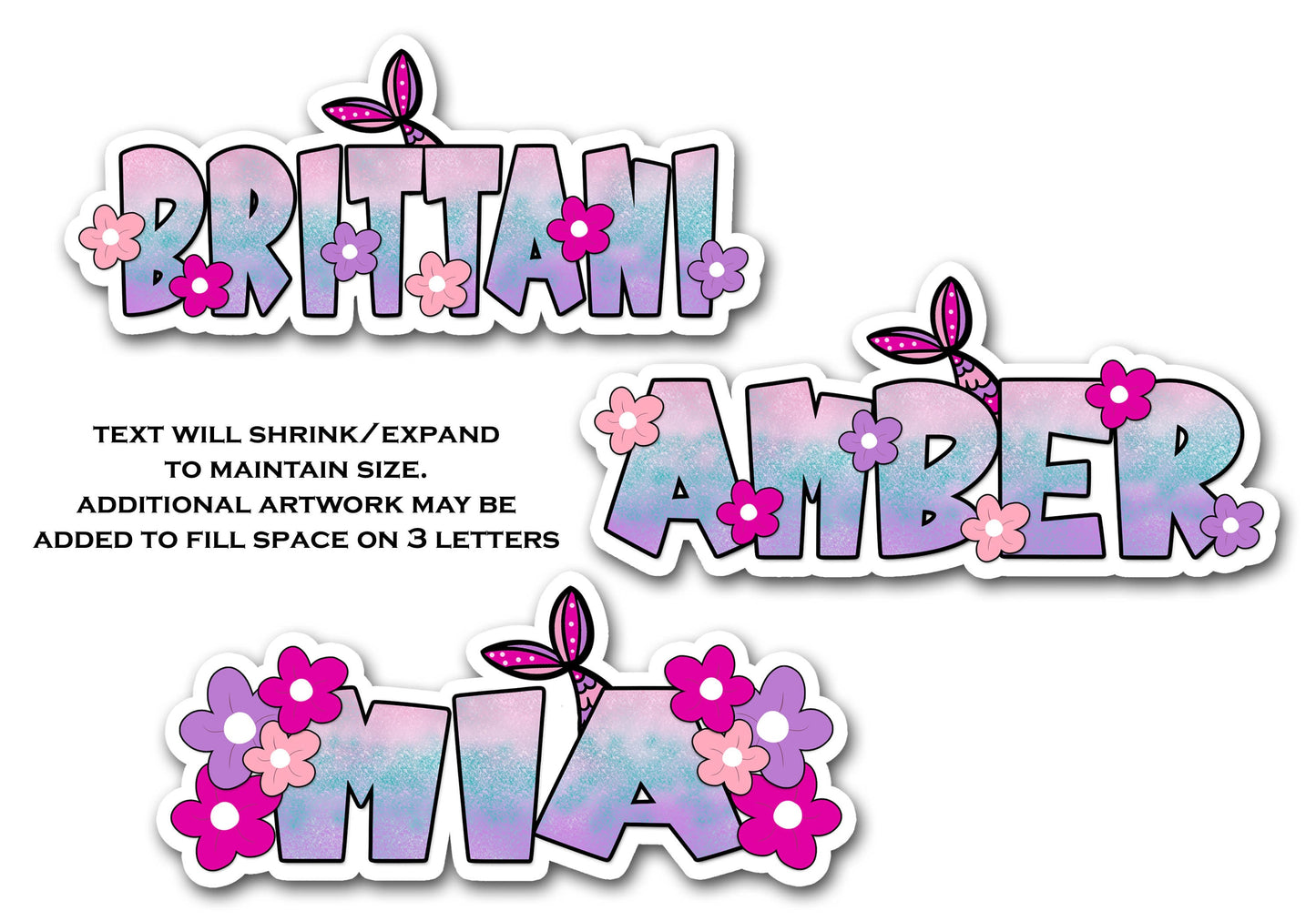 Cute Mermaid Custom Name Sticker, Custom Stickers, Waterproof Sticker, Party Favors, Custom Vinyl Stickers, Kid Stickers for Girls