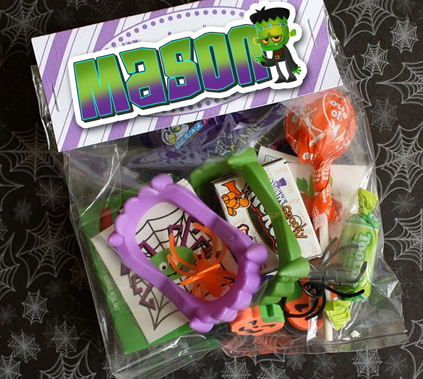Halloween Name Sticker, Custom Text Sticker, Classic Monsters Personalized Aesthetic Sticker, Cool Stickers,  Boo Box Treat Bag Label