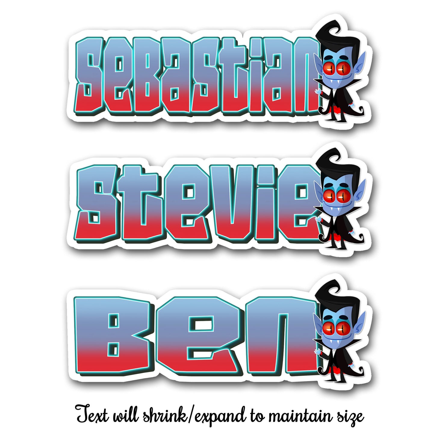 Halloween Name Sticker, Custom Text Sticker, Classic Vampire Personalized Sticker, Aesthetic Sticker, Cool Stickers, Treat Bag Name Label