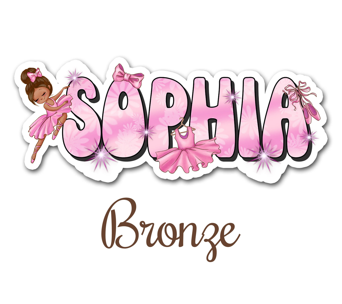 Pink Ballerina Name Sticker, Choose Your Dancer, Custom Text Sticker, Ballet Personalized Sticker, Cute Girl Dance Name Label, Tutu Sticker