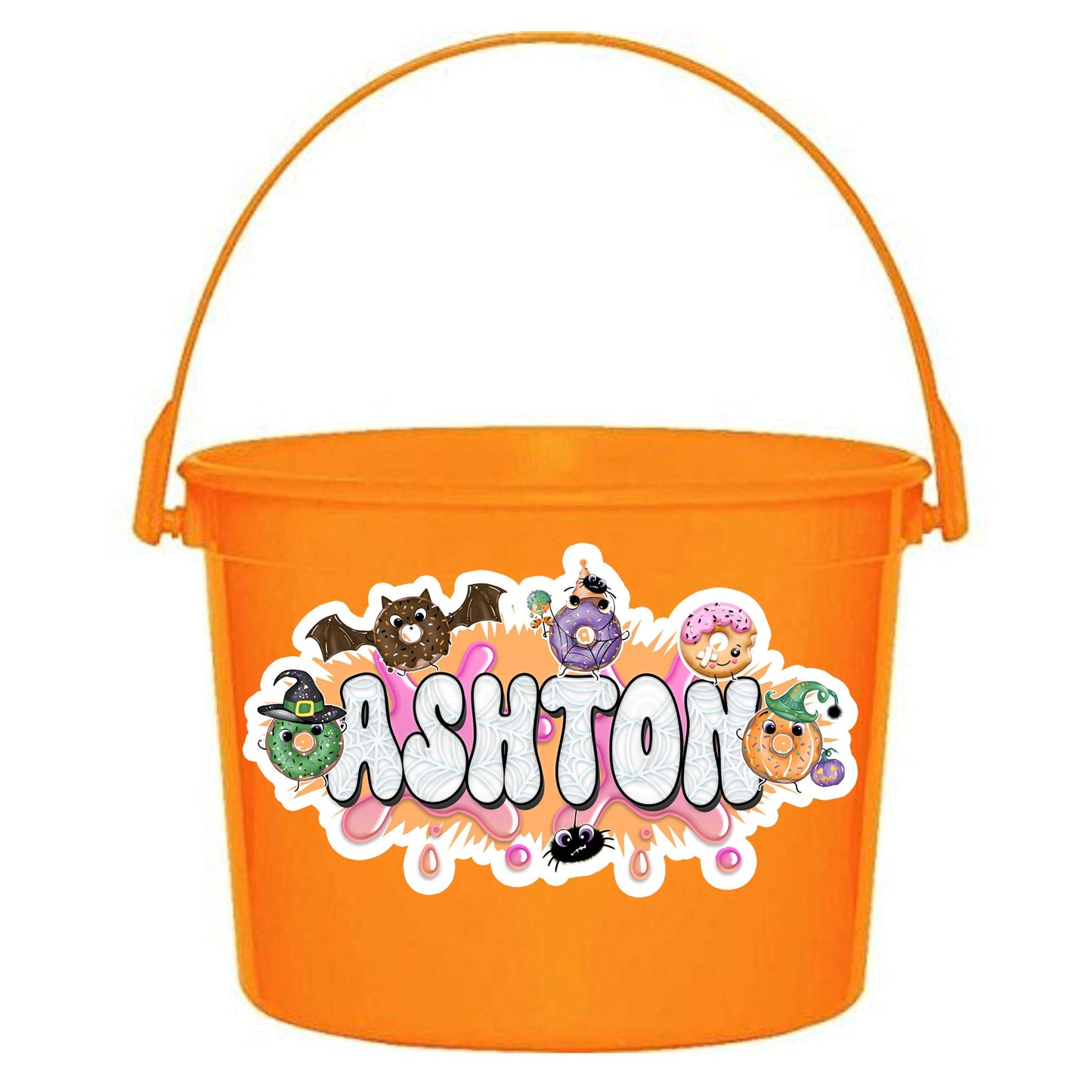 Halloween Custom Personalized Waterproof Sticker - Donuts & Halloween Theme, Cute Vinyl Decal for Candy Buckets, Treat Bags, Party Favors