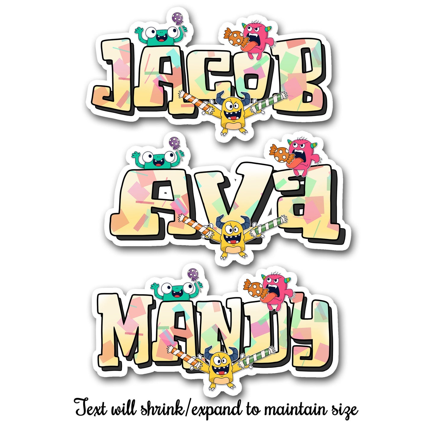 Halloween Custom Name Sticker, Cute Monster Eating Candy Decal, Spooky Ghost Candy Bucket Label, Party Favor, Waterproof Tumbler Decor
