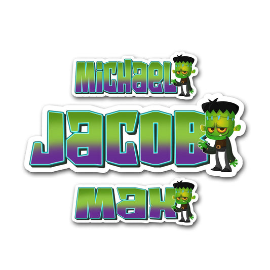 Halloween Name Sticker, Custom Text Sticker, Classic Monsters Personalized Aesthetic Sticker, Cool Stickers,  Boo Box Treat Bag Label