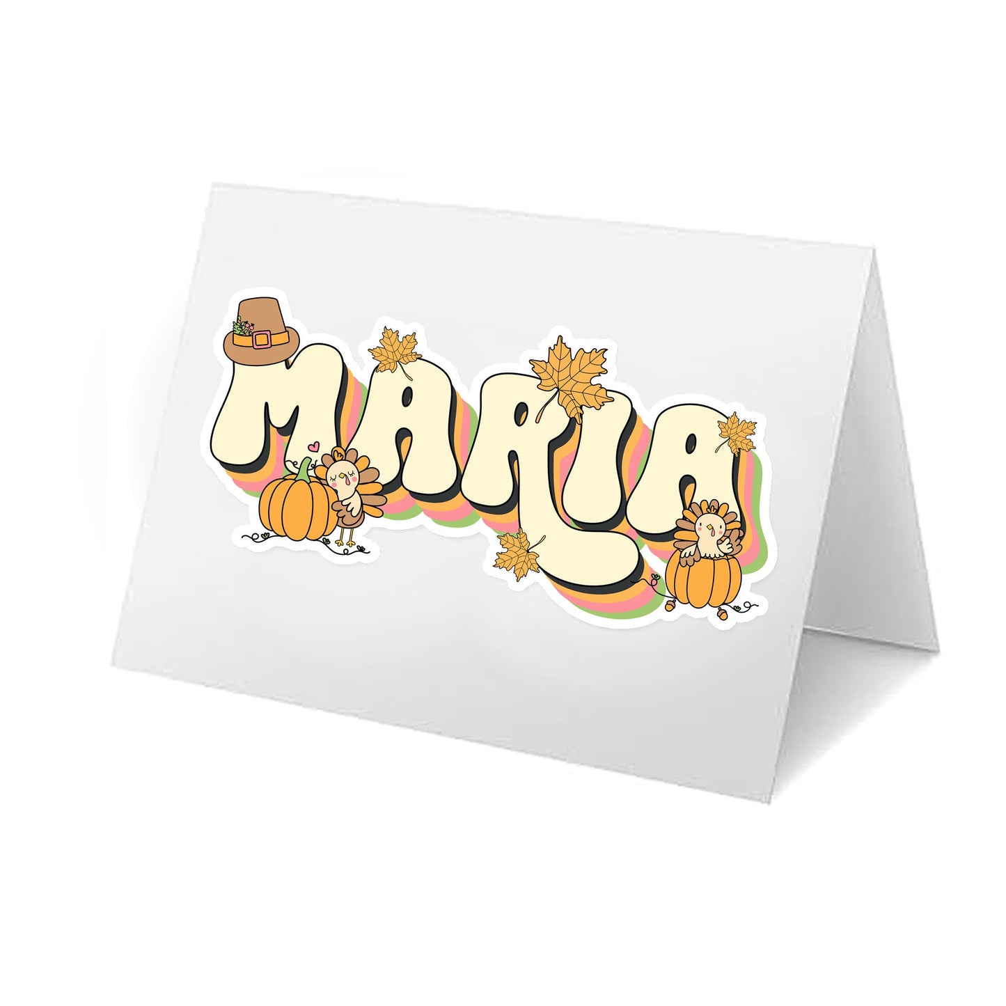 Custom Name Sticker, Thanksgiving Decal, Fall Turkey Sticker, Autumn Place Setting, Retro Aesthetic, Funny Party Favor, Cool Label for Event
