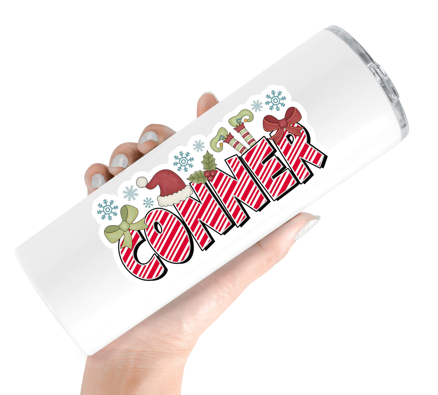 Cute Christmas Name Sticker, Custom Text  Stickers, Water Bottle Sticker, Gift Bag Tag Label, Xmas Decal, Cute Aesetitic Holiday Elf Sticker