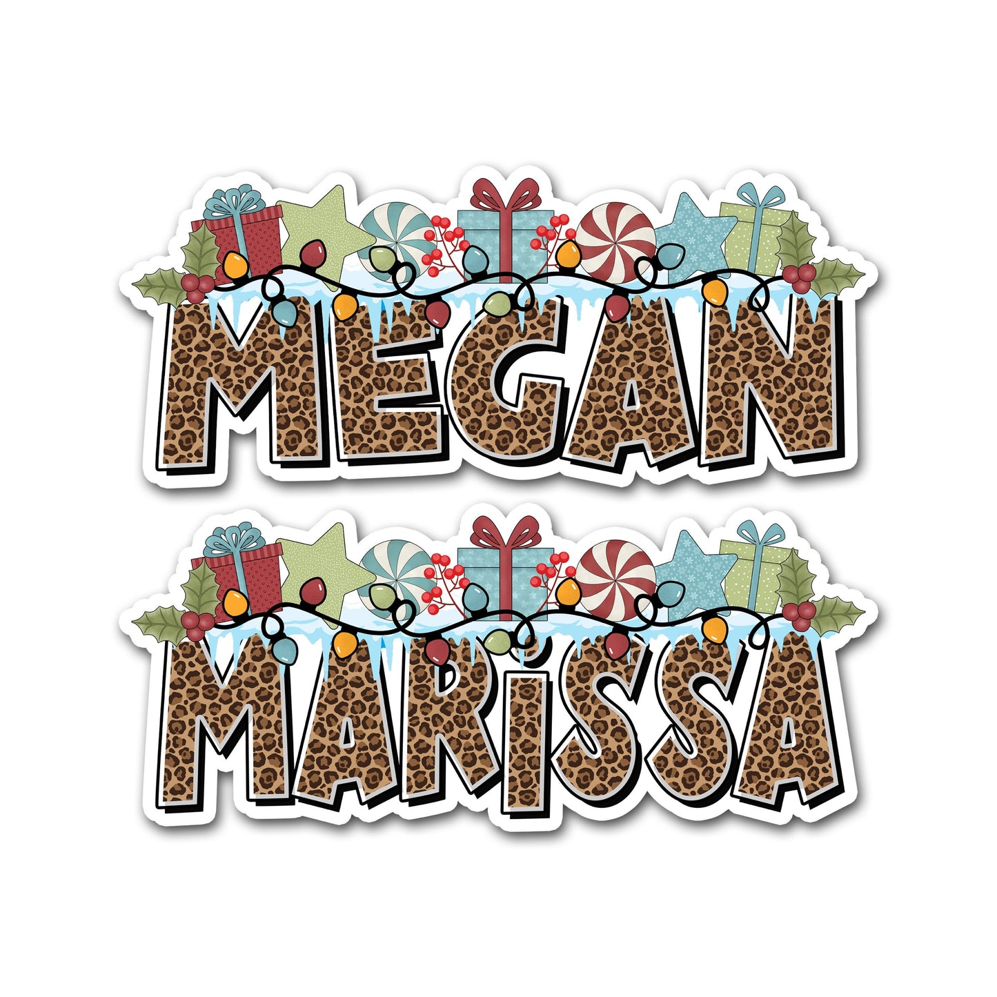 Christmas Name Sticker, Custom Text Stickers, Personalized Gift Bag Tag, Cookie Bag Label, Xmas Decal, Stocking Stuffer, Aesthetic Holiday