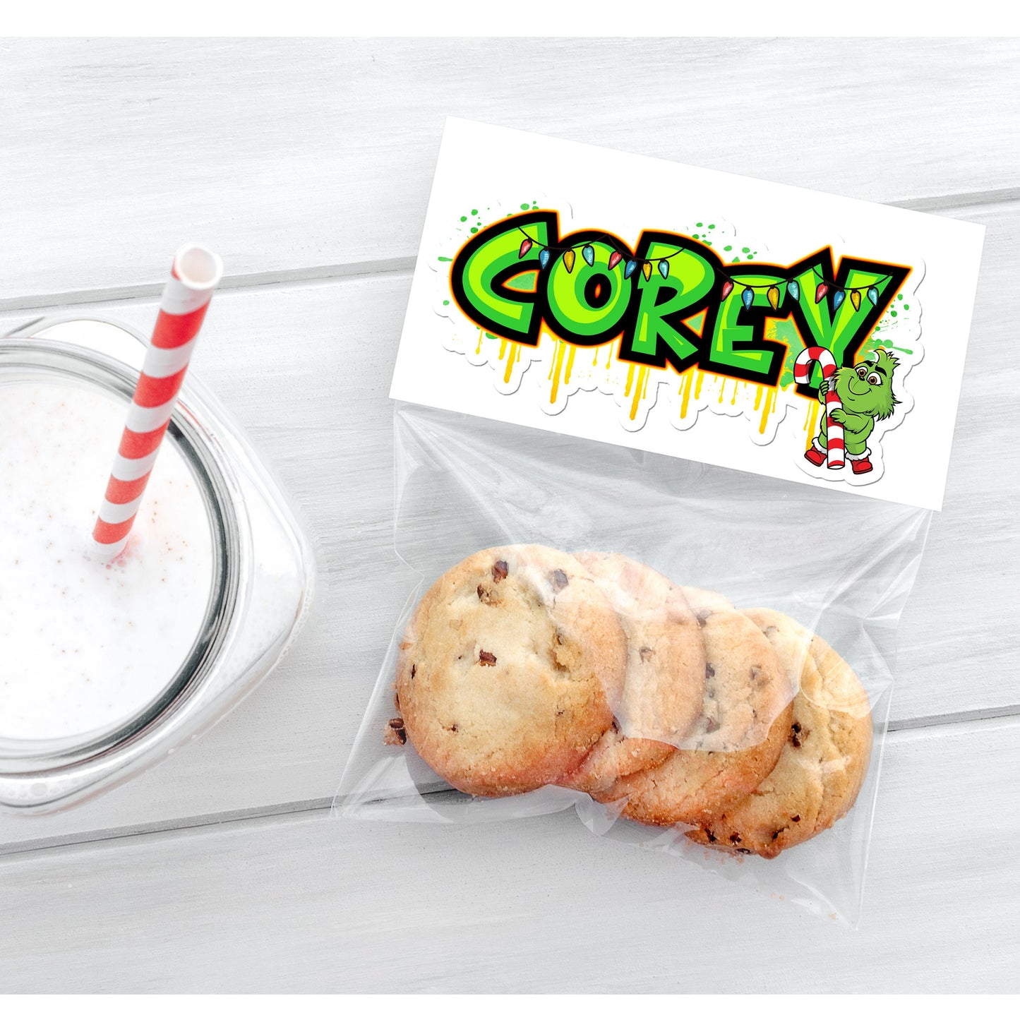 Custom Christmas Sticker - Trendy Decal Label - Cute Design - Personalized Gift - Holiday Decal - Secret Santa - Reindeer Green Mean One