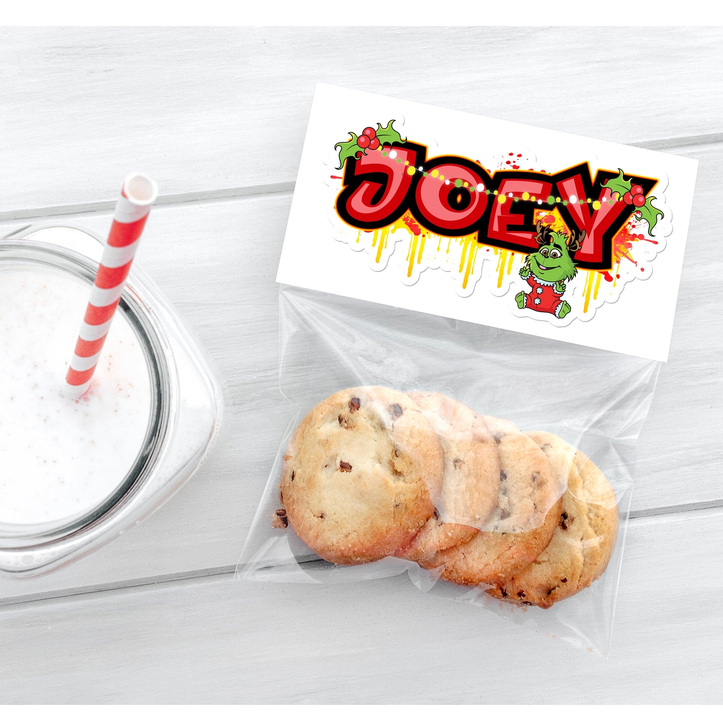 Christmas Mean One Custom Sticker - Cute Unique Design - Personalized Gift - Secret Santa - Holiday Party Labels - Trendy Decorative Decal