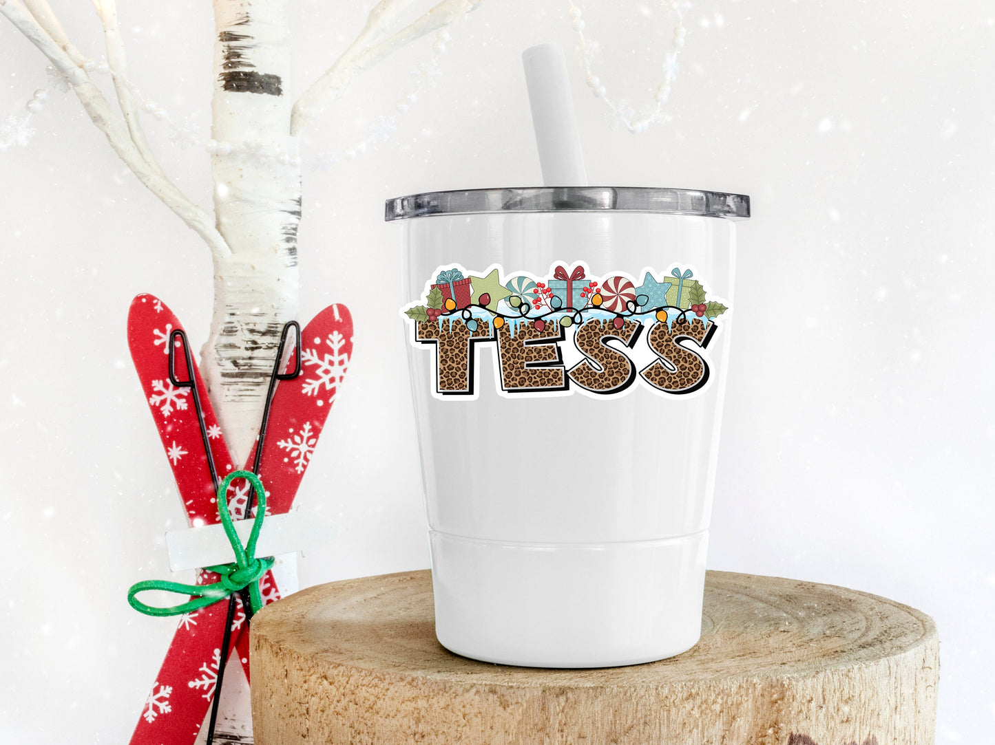 Christmas Name Sticker, Custom Text Stickers, Personalized Gift Bag Tag, Cookie Bag Label, Xmas Decal, Stocking Stuffer, Aesthetic Holiday