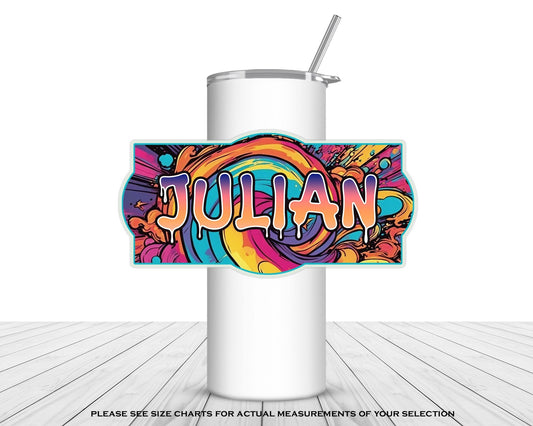 Cool Custom Water Bottle Sticker, Tumbler Decorations, Personalized Name Sticker, Waterproof Decal, Aesthetic Laptop Sticker, Comic Graffiti