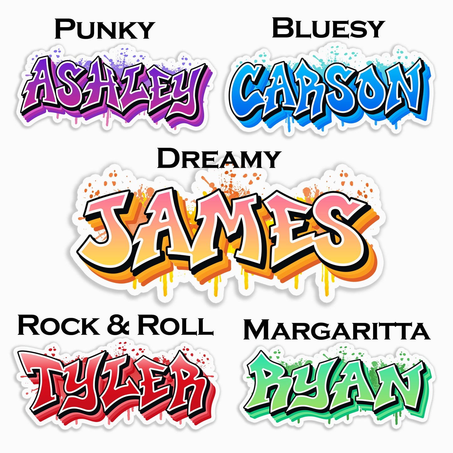 Graffiti Style Custom Name Sticker Personalized Waterproof Vinyl Decal for Laptops, Tumblers, Water Bottles, Party & School Supplies