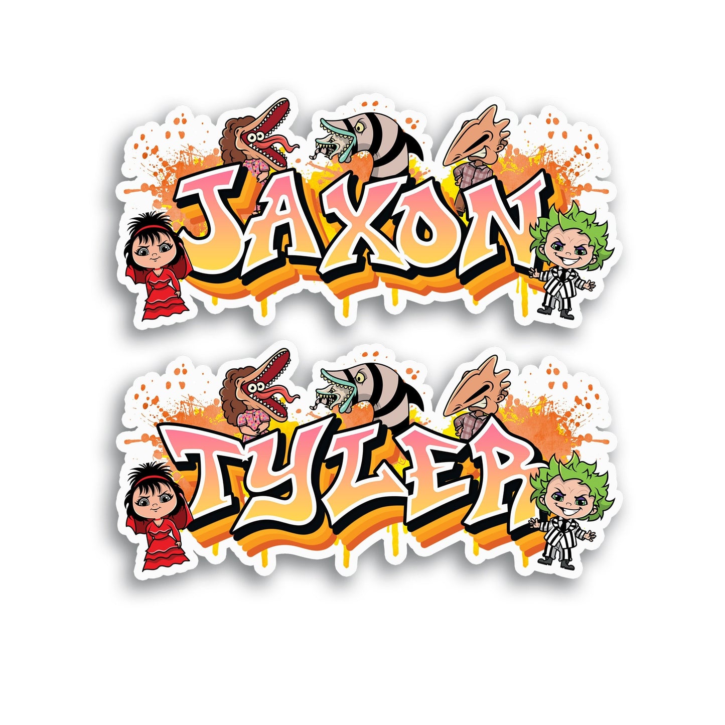 Horror Custom Name Sticker, Custom Text Sticker, Personalized Music Waterproof Sticker, Sticker for Laptop, Cool Stickers, Beetle Name Label
