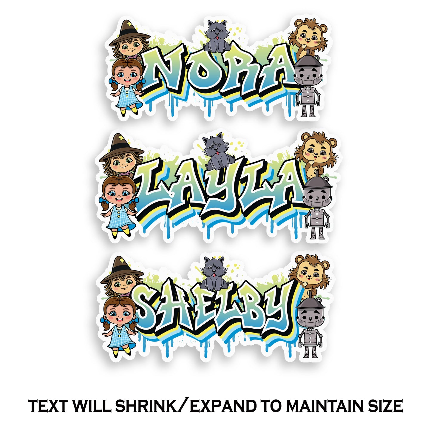 Oz Friends Custom Name Sticker, Custom Text Sticker, Personalized Waterproof Sticker, Collector Sticker for Laptop, Cool Graffiti Name Label