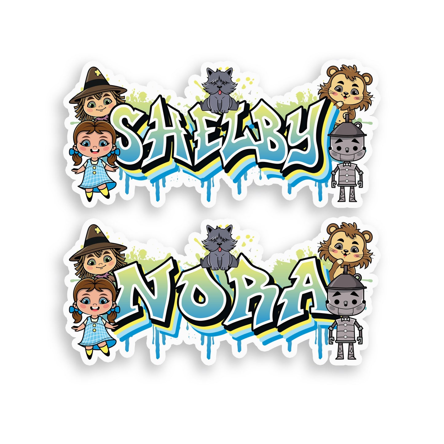 Oz Friends Custom Name Sticker, Custom Text Sticker, Personalized Waterproof Sticker, Collector Sticker for Laptop, Cool Graffiti Name Label